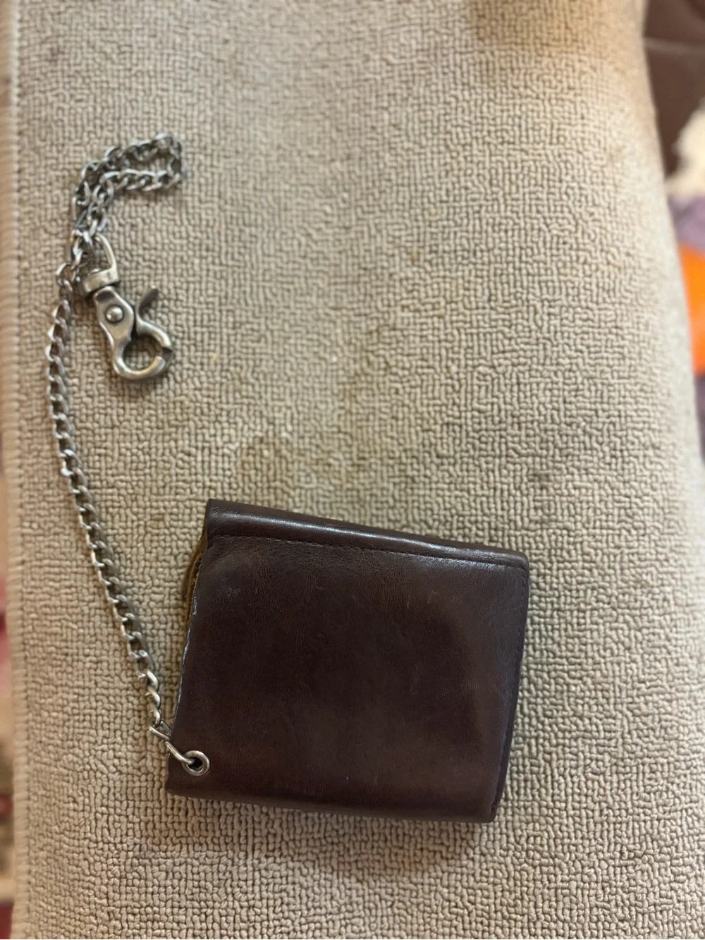 Double RL Ralph Lauren Vintage Brown Leather Men’s Wallet with Chain